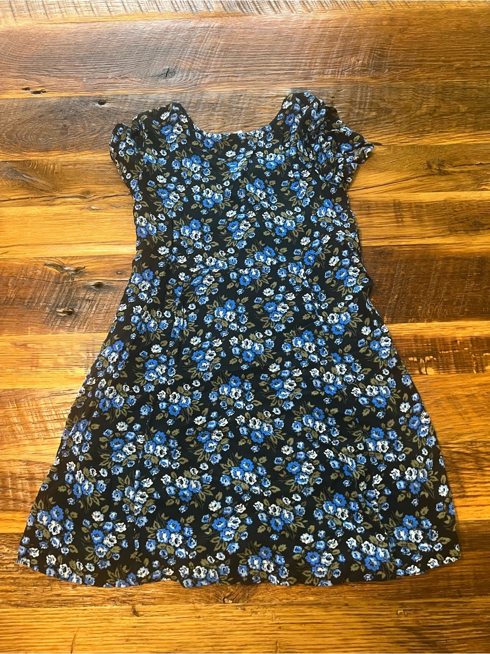 GAP Black Dress with Blue Floral Print